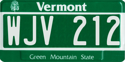 VT license plate WJV212
