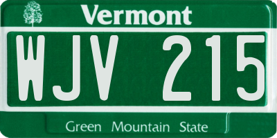 VT license plate WJV215