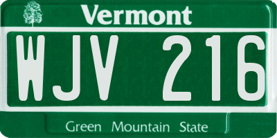VT license plate WJV216