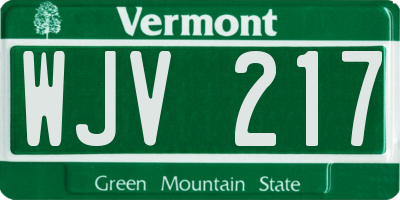 VT license plate WJV217
