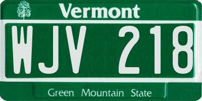VT license plate WJV218