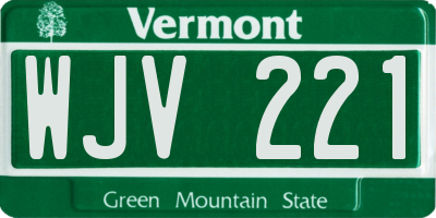 VT license plate WJV221