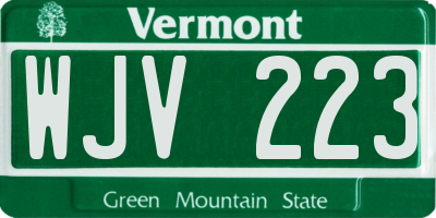 VT license plate WJV223