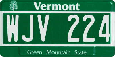 VT license plate WJV224