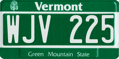 VT license plate WJV225