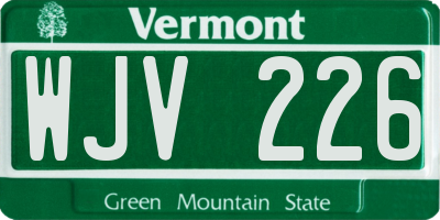 VT license plate WJV226