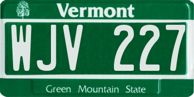 VT license plate WJV227