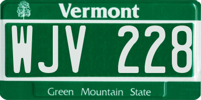 VT license plate WJV228