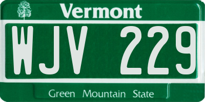 VT license plate WJV229