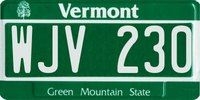 VT license plate WJV230
