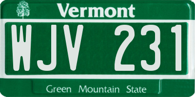 VT license plate WJV231