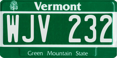 VT license plate WJV232