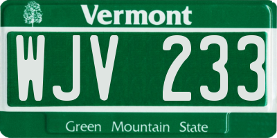 VT license plate WJV233
