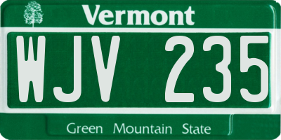 VT license plate WJV235