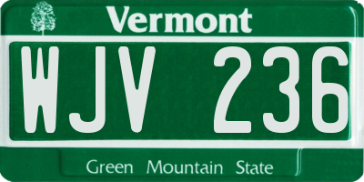 VT license plate WJV236