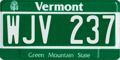 VT license plate WJV237