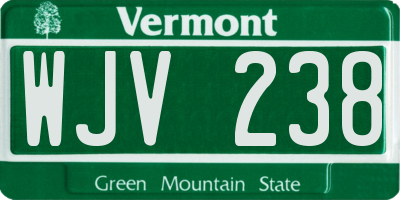 VT license plate WJV238