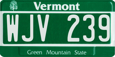 VT license plate WJV239