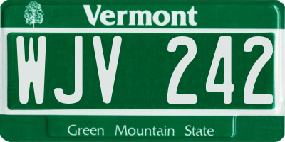 VT license plate WJV242