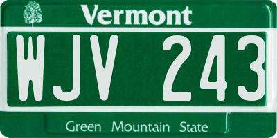 VT license plate WJV243