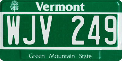 VT license plate WJV249