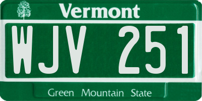 VT license plate WJV251