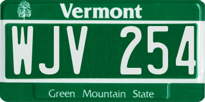 VT license plate WJV254