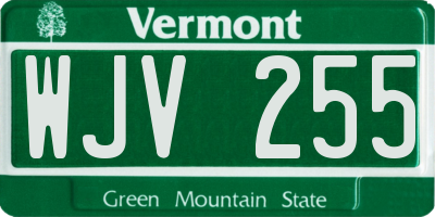 VT license plate WJV255