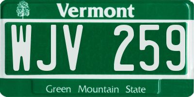 VT license plate WJV259