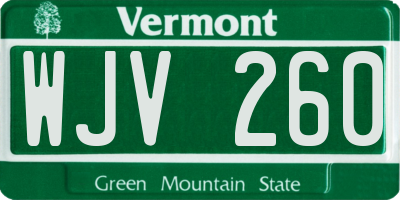 VT license plate WJV260