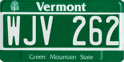 VT license plate WJV262