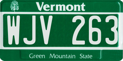 VT license plate WJV263