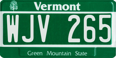 VT license plate WJV265
