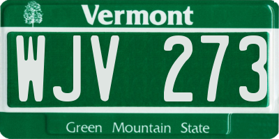 VT license plate WJV273