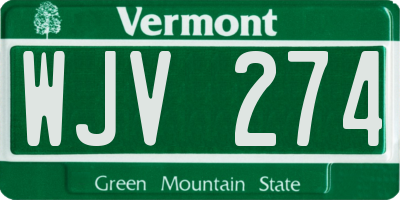 VT license plate WJV274