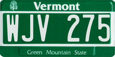 VT license plate WJV275