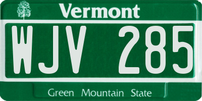VT license plate WJV285
