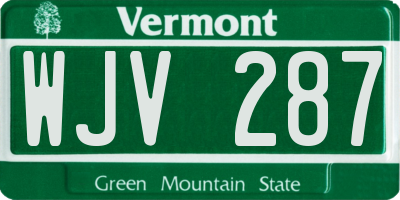 VT license plate WJV287