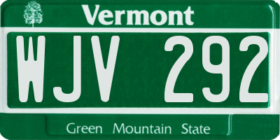VT license plate WJV292