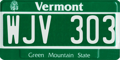 VT license plate WJV303