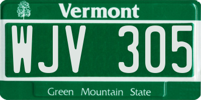 VT license plate WJV305
