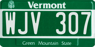 VT license plate WJV307