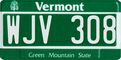 VT license plate WJV308