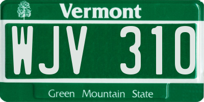 VT license plate WJV310