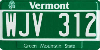VT license plate WJV312