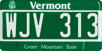 VT license plate WJV313