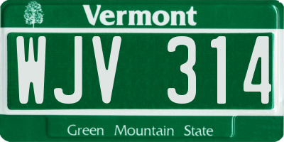 VT license plate WJV314