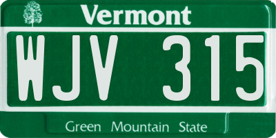 VT license plate WJV315