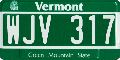 VT license plate WJV317