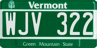 VT license plate WJV322